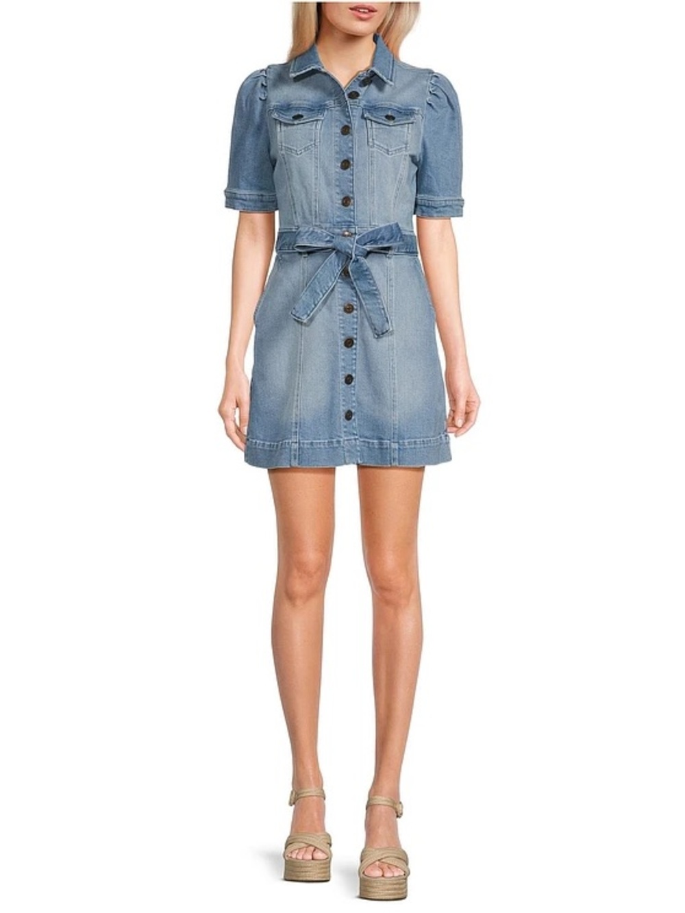 Chelsea & Violet Izzy Denim Notch Collar Button Front Dress Size 2 NWT